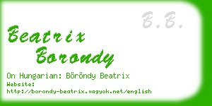beatrix borondy business card